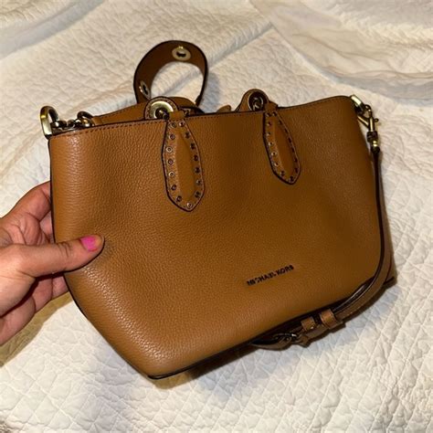 michael michael kors brooklyn small leather satchel|michael kors large satchel handbag.